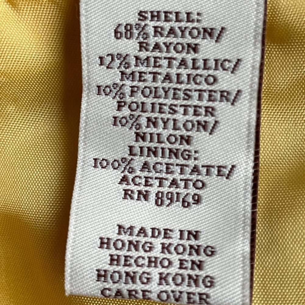 Vintage Perry Ellis Skirt 10P Gold Floral Jacquard Pockets Lined Office Siren - Picture 13 of 14